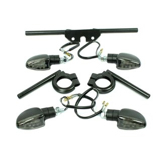 4 LED Tuning Mini Blinker schwarz rauch 6V pas f. Simson S51 S50 S70 S53 S83 Halter schwarz