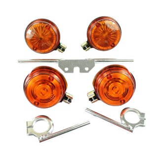 Blinker Set für Simson S51 S50 S70 mit Haltern silber E-Zeichen