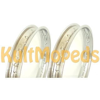 1 Paar Stahlfelgen Felgenring für MZ RT125 chrom 1,60x19 + 1,85x19 ohne Reifen