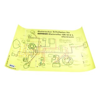 Simson Schaltplan KR51/2 L KR51 Schwalbe Elektronik Zündung Kabelplan für Kabelbaum 69x49 cm