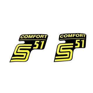 2 Klebefolie Aufkleber Seitendeckel pas f Simson S51 C Comfort gelb DDR Luxus