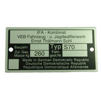 Typenschild Plakette Rahmen Alu VEB silber für...