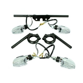 4 LED Tuning Blinker Miniblinker chrom klar 6V pas f Simson S51 S50 S70 S53 S83 Halter schwarz