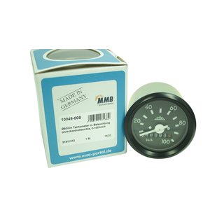 MMB Tachometer Tacho 100km 60mm schwarz ohne Kontrollleuchte mit Logo Simson S51 S53 S70 S83 Enduro Sperber SR4
