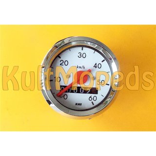 Tachometer 60 km/h Tacho Chromring 48mm für Simson Schwalbe KR51 SR4 Spatz Star Sperber Habicht