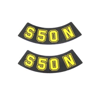 Aufkleber pass f Simson S50 N S50N Schriftzug gelb Klebefolie Kleber Logo Wasserbild Herz