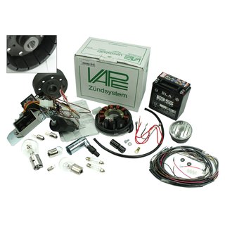 Vape 3 Zündung für Simson KR51 Schwalbe mit Kabelbaum und 12V 100W Gel Akku Lampen Hupe HS1