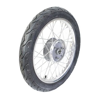 Komplettrad vorn auf Alu Felge mit VeeRubber VRM099, Speichen verchromt pas. f. Simson S51 S50 KR51 Schwalbe Spatz Star Sperber Habicht