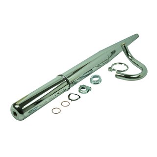 32mm Auspuff + Krümmer + Befestigung für Simson SR50 SR80 Roller Originaldesign verchromt