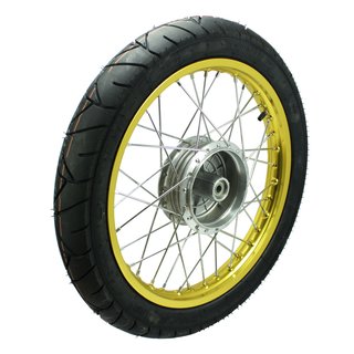 Rad einbaufertig hinten Felge Gold pas f Simson S51 S50 S70 KR51 Schwalbe Spatz Star Sperber Habicht Duo Heidenau K55 Slickreifen
