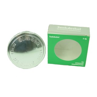 Tankdeckel Originaldesign 40mm Simson S51, S50, S60, S70, KR51/1 & KR51/2 Schwalben, SR50, SR80, SR4-1 Spatz, SR4-2 Star, SR4-4 Habicht, SR1, SR2, S53, S83, Duo 4/1 Mixture 1:50 Alu poliert