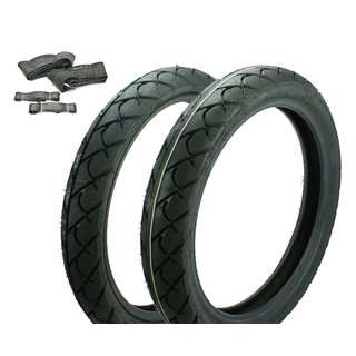 Set Reifen + Schlauch + FB hinten breit für Simson S51 S50 S53 S70 Star Sperber Habicht KR51 Heindenau K63 Sportreifen Slick 2,75x16 80/80 vorn + 90/80 hinten 46J + 52J TL 16