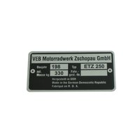 Typenschild Plakette Rahmen Alu VEB silber für MZ...