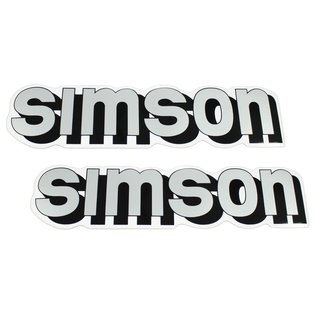 2 Aufkleber Logo Emblem für Simson S51 S50 S70 Schriftzug Tank weiß-silber Kleber
