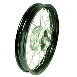 Speichenrad komplett mit Alufelge schwarz, Speichen chrom Tuning 1,85x16 für Simson S51 S50 S70 Sperber KR51 Schwalbe Star Sperber Habicht Duo