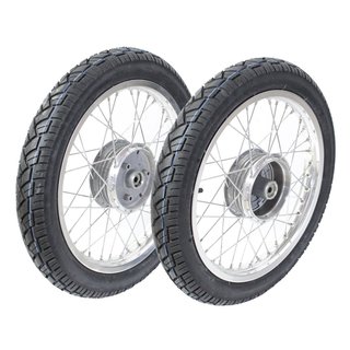 Set Kompletträder auf Alufelge 16 Zoll für Simson S51 S50 S70 S53 S83 KR51 Schwalbe Spatz Star Sperber Habicht Duo Reifen VeeRubber VRM094, vorn + hinten