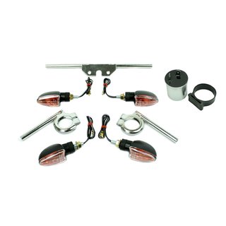 4 Mini Blinker Set 12V 21W + Blinkgeber + Halterungen vorn / hinten pas f Simson S51 S50 S70 S53 E-Zeichen