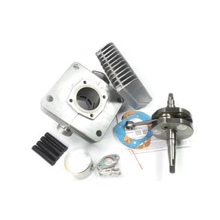 Kurbelwelle + RS904 SP Tuning Zylinder 4 Kanal mit Barikit 1-Ring Kolben Doppelauslass ink. Kopf Simson S51 KR51/2 Schwalbe SR50 S53 Kit Motor 90 ccm