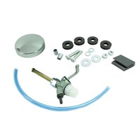 Benzinhahn + Tankdeckel verchromt + Benzinschlauch +...