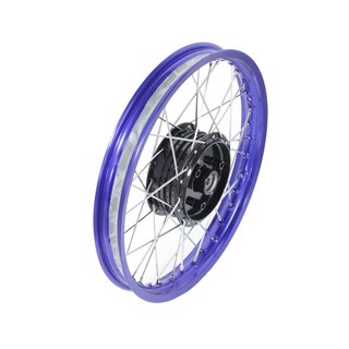 Speichenrad Felge 16  Zoll Blau eloxiert, Nabe schwarz, Speichen Edelstahl für Simson S51 S50 S70 S53 Star Duo Sperber Duo Habicht Spatz