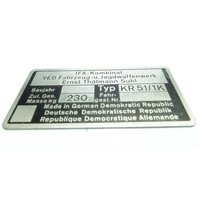 Typenschild Plakette für Simson KR51/1 K Schwalbe...