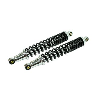 Federbeine Stoßdämpfer für Simson S50, S51, S70 SR50, Herkules K2 Kreidler Puch Vespa 36cm Tuning Stoßdämpfer Federung chrom schwarz