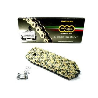 Regina High End Tuning Moped Kette 112 Glieder gold für Simson S50 KR51/2 Schwalbe Duo 4/2 Rollkette Antriebskette