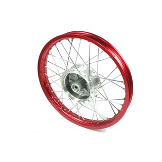 Speichenrad 1,5x16 Felge rot mit abgedrehter Nabe für Simson S51 S50 S70 S53 KR51 Schwalbe Star Sperber Habicht Spatz Duo