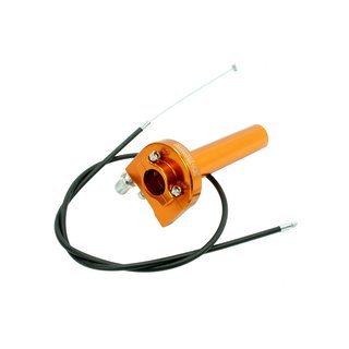 Schnellgasgriff orange mit spezial Gasbowdenzug Bowdenzug Gas für DDR Berliner, Mikuni andere Vergaser Cross Motorcross Tuning Enduro S53 S83 Rennsport