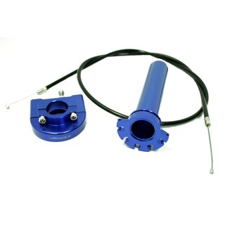 Schnellgasgriff blau mit spezial Gasbowdenzug für DDR Berliner, Mikuni, andere Vergaser Cross Motorcross Tuning Enduro Simson S51, S50, S53 S83 Rennsport