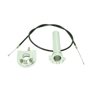 Schnellgasgriff silber mit Gasbowdenzug für DDR Berliner, Mikuni, andere Vergaser Cross Motorcross Tuning Enduro Simson S51, S50, S53 S83 Rennsport