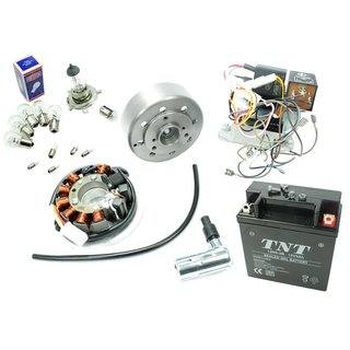 Vape 3 Elektronik Zündung + Gel Akku + Lampen HS1 Scheinwerfer pas f Simson SR50 SR80 Roller Magnete im Rotor vergossen, Lichtmaschine