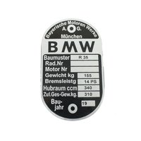 Typenschild pas. für BMW R35 14PS 340ccm Alu