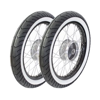 Paar Kompletträder für Simson S51 S50 S53 KR51 Schwalbe Spatz Star Sperber Habicht Weißwandreifen Mitas MC2 weiss Felge schwarz