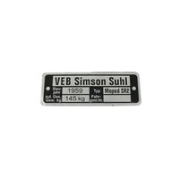 Typenschild für Simson SR2 1959 silber schwarz...