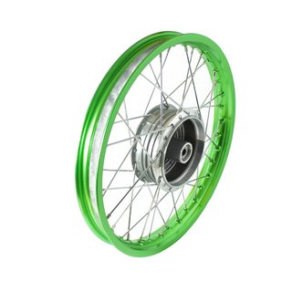 Speichenrad grün, verchromte Speichen für Simson S51 S50 S53 KR51 Schwalbe Duo Spatz Star Sperber Habicht Alufelge 1,5x16