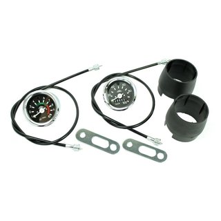 Set 100 km/h Tachometer + Drehzahlmesser DZM verchromter Ring Halter Welle pas. f. Simson S51 S50 S70 S53