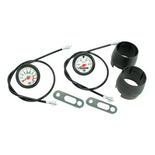 Set 100 km/h Tachometer + Drehzahlmesser DZM weiß + schwarzer Ring Halter Welle pas. f. Simson S51 S50 S70 S53