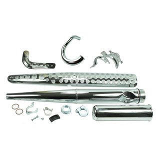 Enduro Auspuff chrom hoch Krümmer mit Gitter und Schelle Dichtungen für Simson S51 E S50 S70E Enduro Chrom Cross Motorcross Tuning