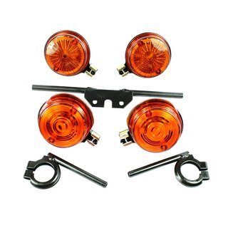 Blinker Set pas. f. Simson S51 S50 S70 mit Haltern schwarz E-Zeichen