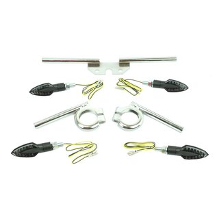 4 Miniblinker + Halter LED 12V mit M8 Gewinde chrom für Simson S51 S50 S70 S53 20mm kurzarm