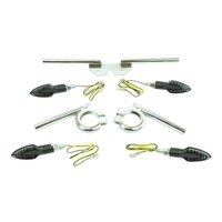4 Miniblinker + Halter LED 12V mit M8 Gewinde chrom...