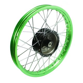 Speichenrad grün, verchromte Speichen Nabe schwarz für Simson S51 S50 S53 KR51 Schwalbe Duo Spatz Star Sperber Habicht Alufelge 1,5x16