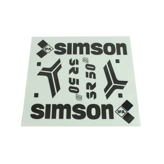 Aufkleber Satz für Simson SR50 schwarz Knieblech Beinblech Rahmen Patch Sticker Klebefolien
