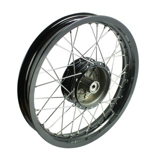 Felge 2,15x16 breit schwarz + Nabe mit verchromten Speichen pass f Simson S51 S50 S53 Spatz Star Star Sperber Habicht KR51 Schwalbe Duo