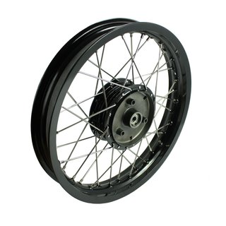 Felge 2,15x16 breit schwarz + Nabe mit Speichen Edelstahl für Simson S51 S50 S53 Spatz Star Star Sperber Habicht KR51 Schwalbe Duo