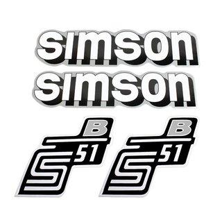 Simson 4 x Klebefolie Aufkleber Tank + Seitendeckel S51 B S50 S51B weiß silber