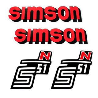 4x Klebefolie Aufkleber Tank Seitendeckel Simson S51 N S50 S51N rot weiß