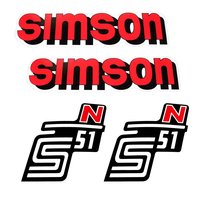 4x Klebefolie Aufkleber Tank Seitendeckel Simson S51 N...
