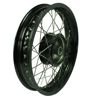 Felge 2,50x16 breit schwarz + Nabe mit Edelstahl Speichen für Simson S51 S50 S53 Spatz Star Star Sperber Habicht KR51 Schwalbe Duo
